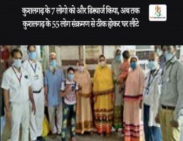 कुशलगढ़ के 7 लोगो को और डिस्चार्ज किया, अब तक कुशलगढ़ के 55 लाेग संक्रमण से ठीक हाेकर घर लाैटे