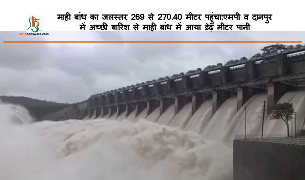 माही बांध का जलस्तर 269 से 270.40 मीटर पहुंचा: एमपी व दानपुर में अच्छी बारिश से माही बांध में आया डेढ़ मीटर पानी