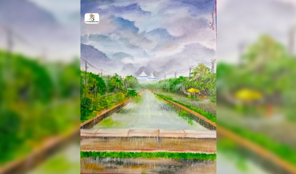 बाँसवाड़ा की शिफा ने अपनी पेंटिंग की कला से बारिश में दर्शाया साईं मंदिर को
