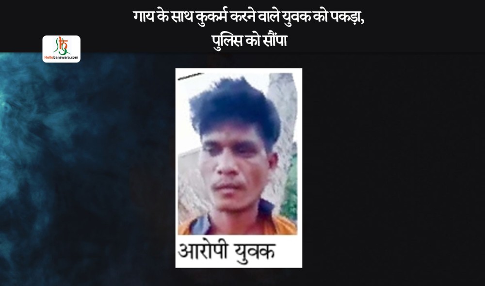 गाय के साथ कुकर्म करने वाले युवक को पकड़ा, पुलिस को सौंपा
