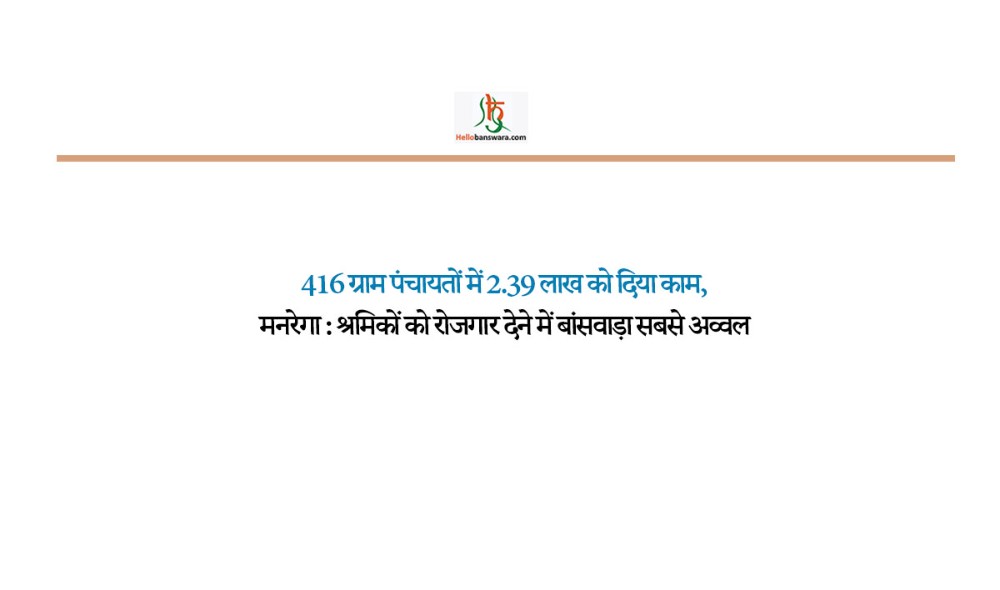 416 ग्राम पंचायतों में 2.39 लाख को दिया काम, मनरेगा : श्रमिकों काे रोजगार देने में बांसवाड़ा सबसे अव्वल