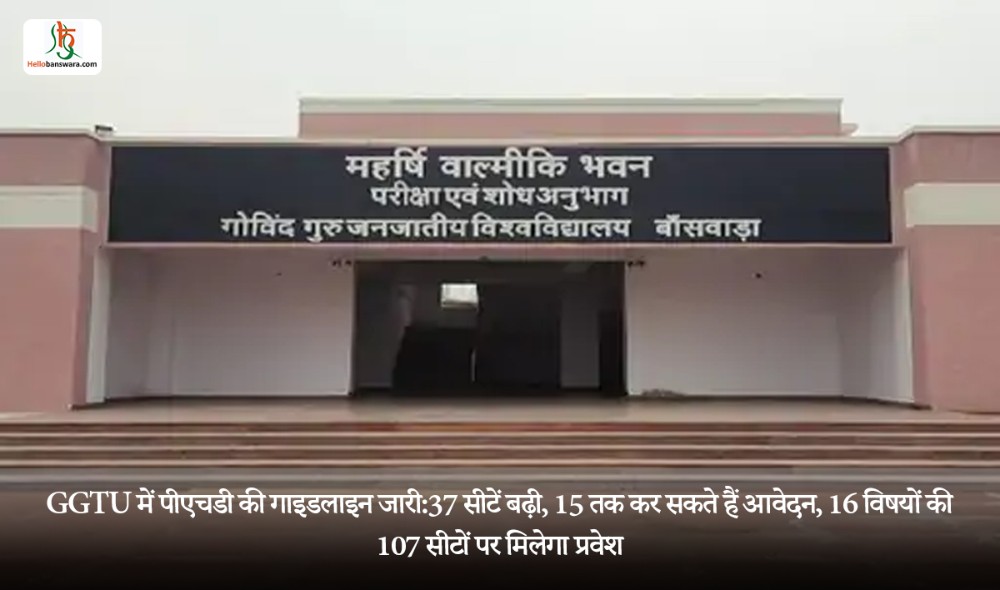 GGTU में पीएचडी की गाइडलाइन जारी:37 सीटें बढ़ी, 15 तक कर सकते हैं आवेदन, 16 विषयों की 107 सीटों पर मिलेगा प्रवेश