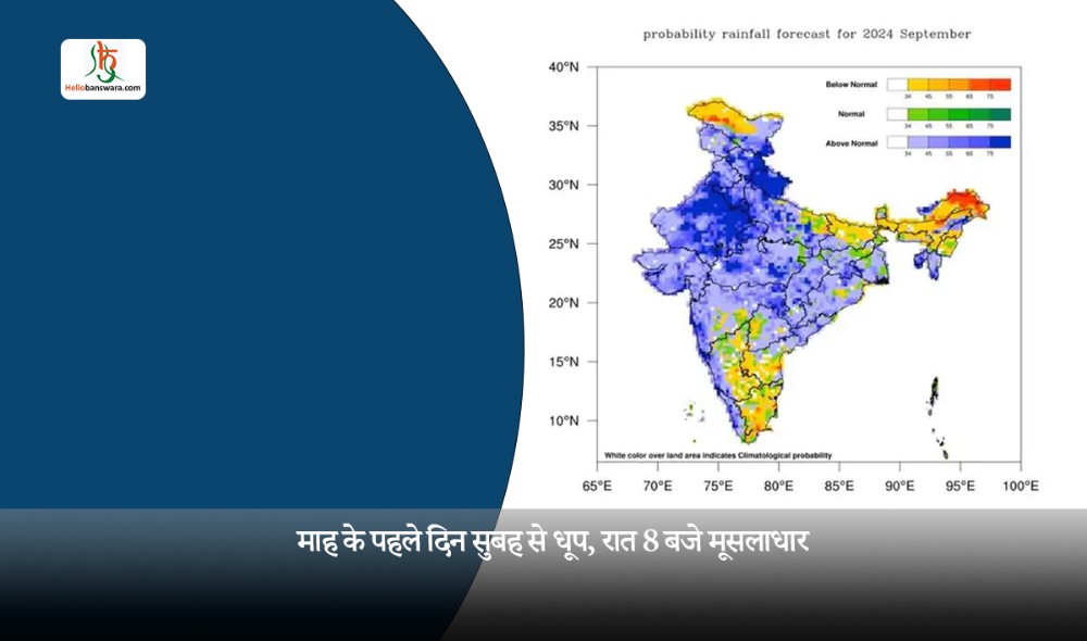 माह के पहले दिन सुबह से धूप, रात 8 बजे मूसलाधार