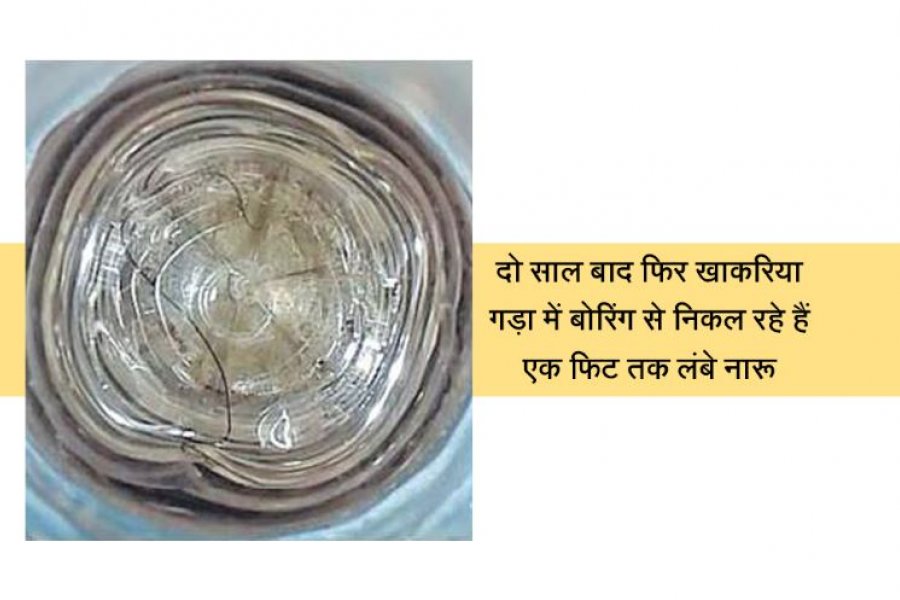 दो साल बाद फिर खाकरिया गड़ा में बोरिंग से निकल रहे हैं एक फिट तक लंबे नारू