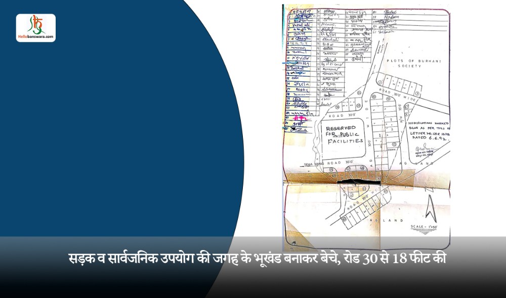सड़क व सार्वजनिक उपयोग की जगह के भूखंड बनाकर बेचे, रोड 30 से 18 फीट की